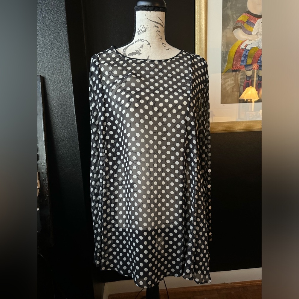 Polka dot chiffon tunic